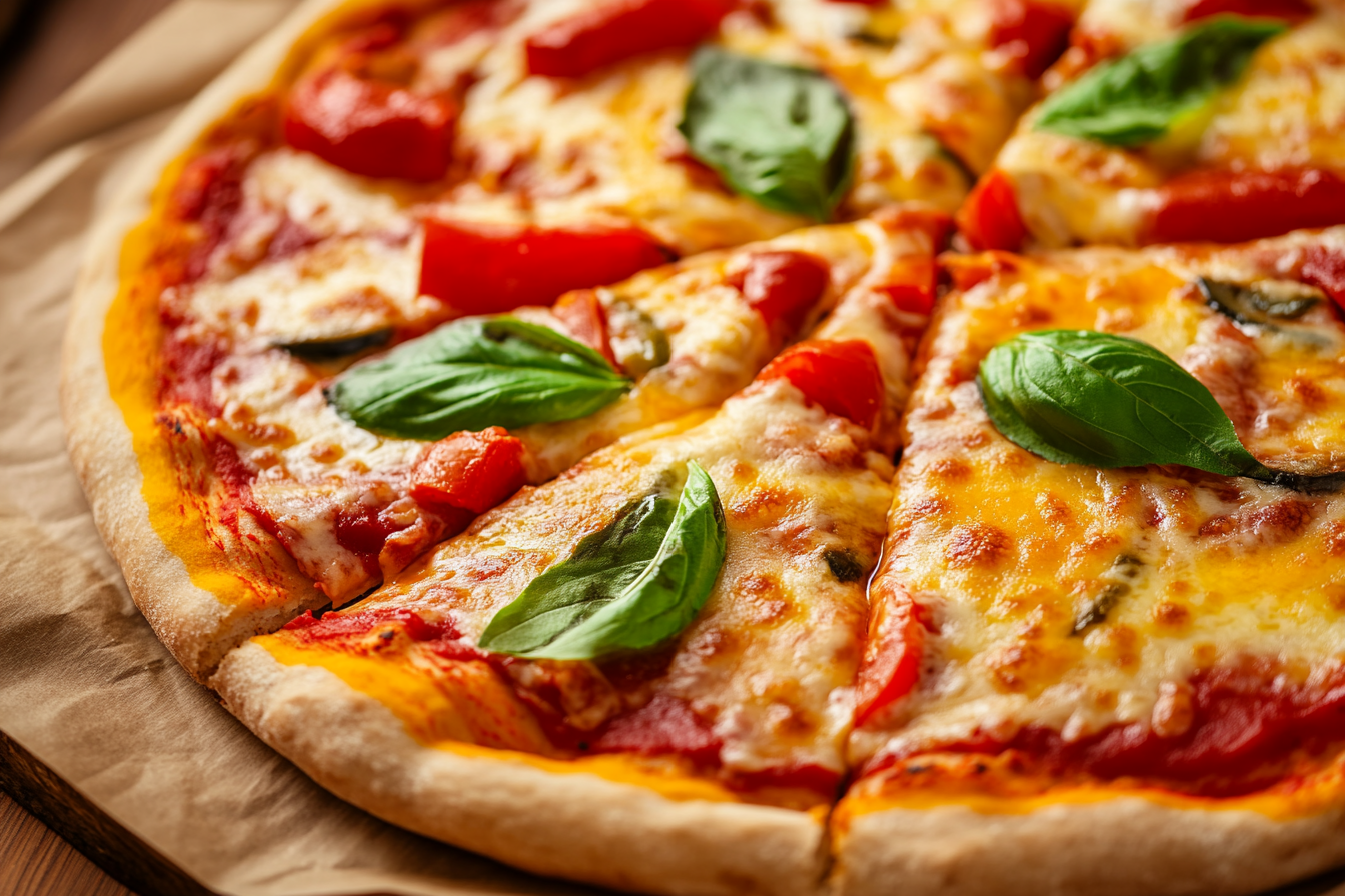 Mexican pizza recipe with refried beans, beef, and cheese.