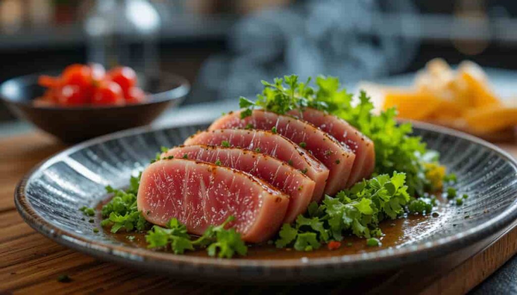 A perfectly seared Ahi Tuna Recipe - Seare, a key element of any successful ahi tuna